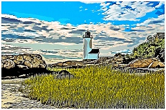Beach Grass By Annisquam Harbor Light - Digital Painting